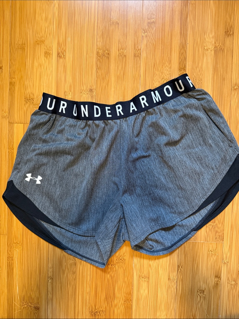Under Armour Women's Gray Heather Athletic Shorts with Black Waistband